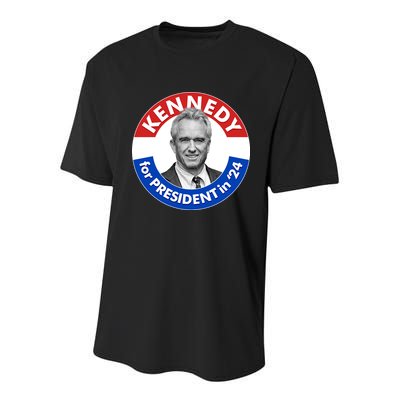 Robert F Kennedy Jr For President In 2024 Emblem Button Youth Performance Sprint T-Shirt