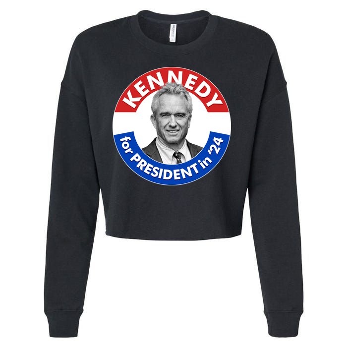 Robert F Kennedy Jr For President In 2024 Emblem Button Cropped Pullover Crew
