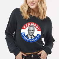 Robert F Kennedy Jr For President In 2024 Emblem Button Cropped Pullover Crew