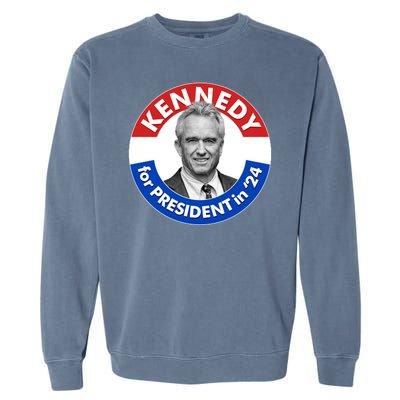 Robert F Kennedy Jr For President In 2024 Emblem Button Garment-Dyed Sweatshirt