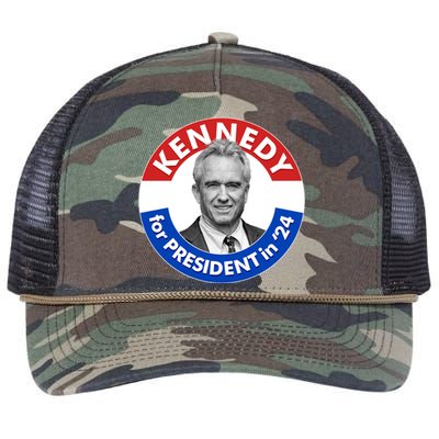 Robert F Kennedy Jr For President In 2024 Emblem Button Retro Rope Trucker Hat Cap