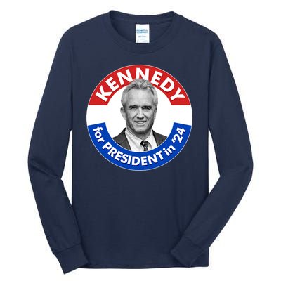 Robert F Kennedy Jr For President In 2024 Emblem Button Tall Long Sleeve T-Shirt