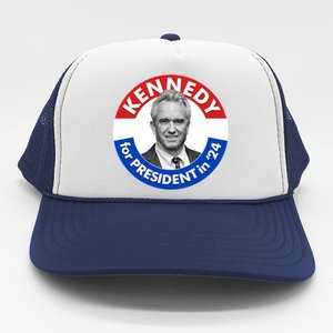 Robert F Kennedy Jr For President In 2024 Emblem Button Trucker Hat