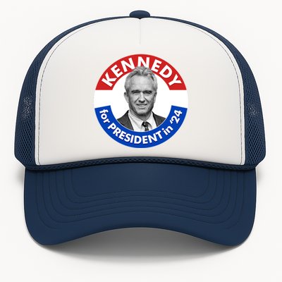 Robert F Kennedy Jr For President In 2024 Emblem Button Trucker Hat