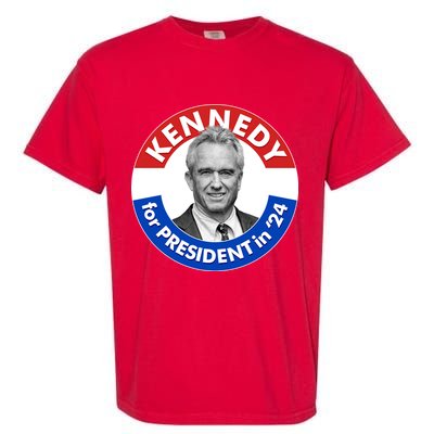 Robert F Kennedy Jr For President In 2024 Emblem Button Garment-Dyed Heavyweight T-Shirt