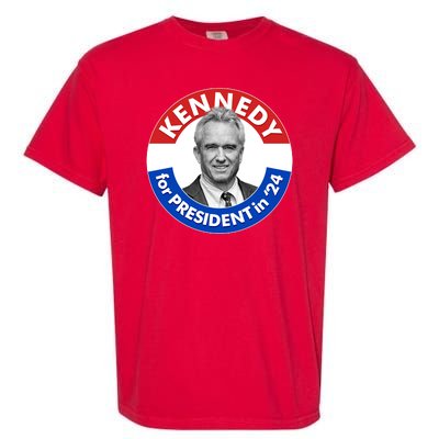 Robert F Kennedy Jr For President In 2024 Emblem Button Garment-Dyed Heavyweight T-Shirt