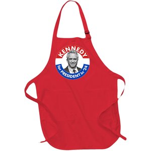 Robert F Kennedy Jr For President In 2024 Emblem Button Full-Length Apron With Pockets