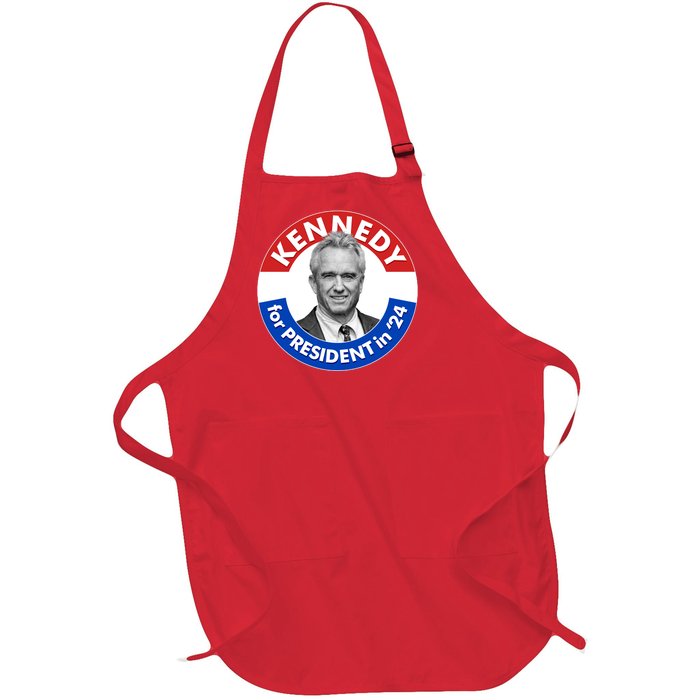 Robert F Kennedy Jr For President In 2024 Emblem Button Full-Length Apron With Pockets