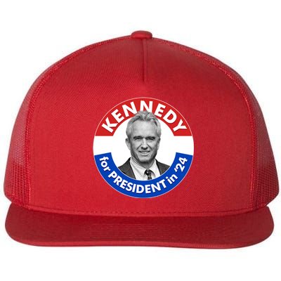 Robert F Kennedy Jr For President In 2024 Emblem Button Flat Bill Trucker Hat