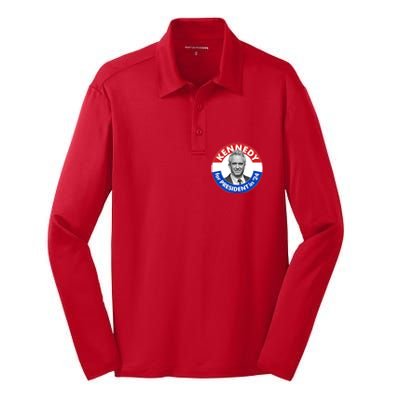 Robert F Kennedy Jr For President In 2024 Emblem Button Silk Touch Performance Long Sleeve Polo