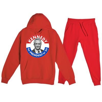 Robert F Kennedy Jr For President In 2024 Emblem Button Premium Hooded Sweatsuit Set