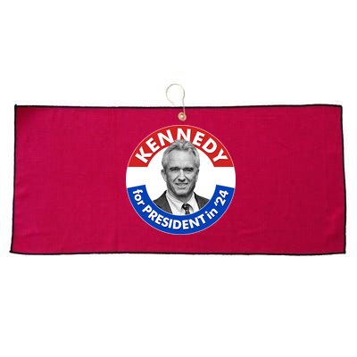 Robert F Kennedy Jr For President In 2024 Emblem Button Large Microfiber Waffle Golf Towel
