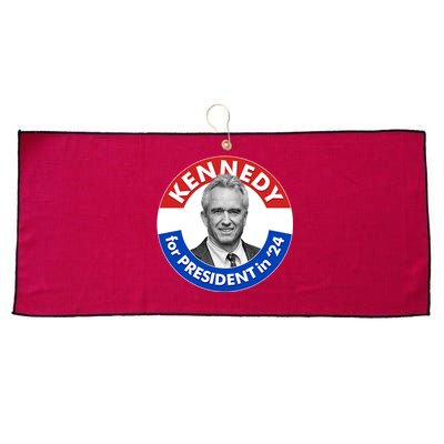 Robert F Kennedy Jr For President In 2024 Emblem Button Large Microfiber Waffle Golf Towel