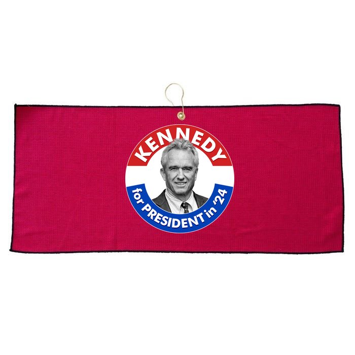 Robert F Kennedy Jr For President In 2024 Emblem Button Large Microfiber Waffle Golf Towel