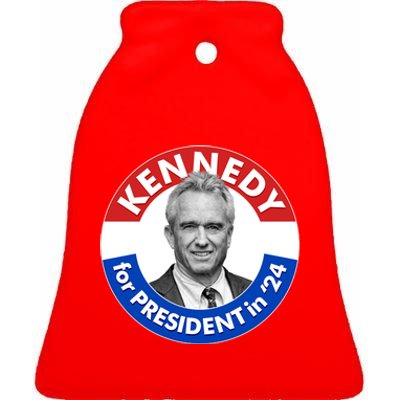 Robert F Kennedy Jr For President In 2024 Emblem Button Ceramic Bell Ornament