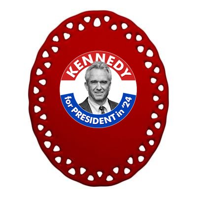 Robert F Kennedy Jr For President In 2024 Emblem Button Ceramic Oval Ornament