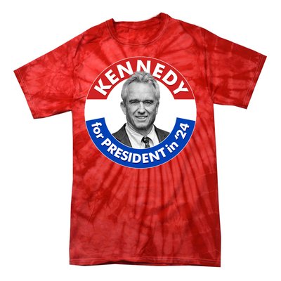 Robert F Kennedy Jr For President In 2024 Emblem Button Tie-Dye T-Shirt