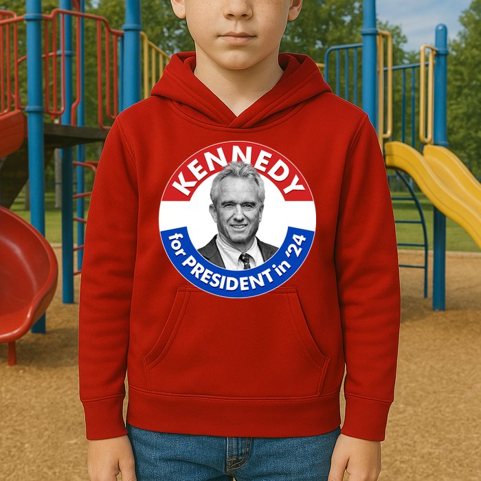 Robert F Kennedy Jr For President In 2024 Emblem Button Kids Hoodie