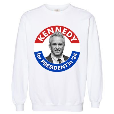 Robert F Kennedy Jr For President In 2024 Emblem Button Garment-Dyed Sweatshirt