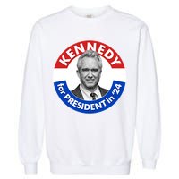 Robert F Kennedy Jr For President In 2024 Emblem Button Garment-Dyed Sweatshirt
