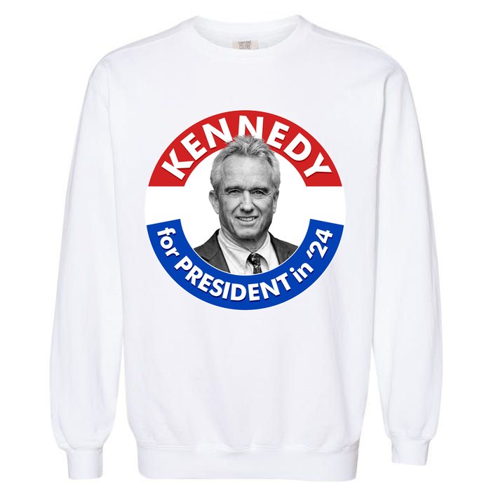 Robert F Kennedy Jr For President In 2024 Emblem Button Garment-Dyed Sweatshirt
