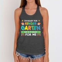 Ready For Kindergarten But Is It Ready For Me Back To School Women's Knotted Racerback Tank