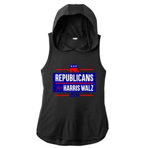 Republicans For Kamala Harris Walz Waltz Ladies PosiCharge Tri-Blend Wicking Draft Hoodie Tank