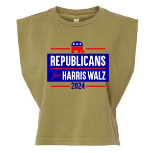 Republicans For Kamala Harris Walz Waltz Garment-Dyed Women's Muscle Tee