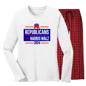 Republicans For Kamala Harris Walz Waltz Women's Long Sleeve Flannel Pajama Set 