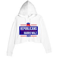 Republicans For Kamala Harris Walz Waltz Crop Fleece Hoodie