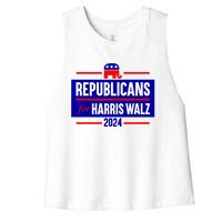 Republicans For Kamala Harris Walz Waltz Women's Racerback Cropped Tank