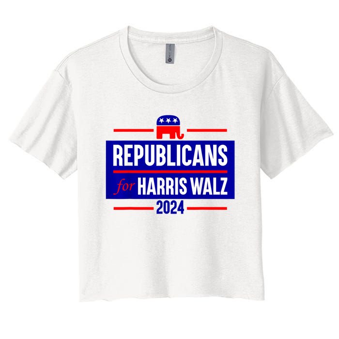 Republicans For Kamala Harris Walz Waltz Women's Crop Top Tee