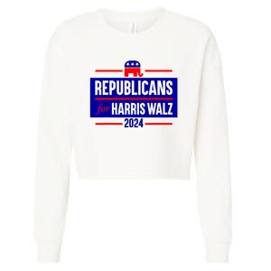 Republicans For Kamala Harris Walz Waltz Cropped Pullover Crew