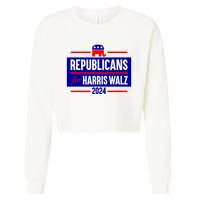 Republicans For Kamala Harris Walz Waltz Cropped Pullover Crew