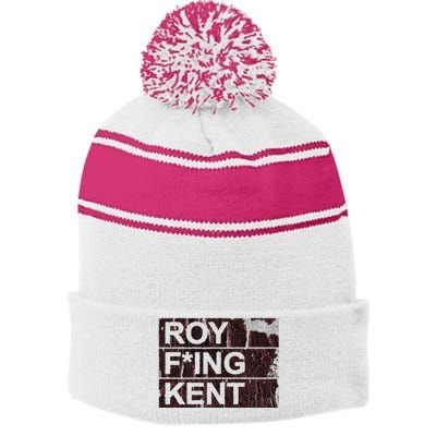 Roy Freaking Kent Vintage Retro Funny Stripe Pom Pom Beanie