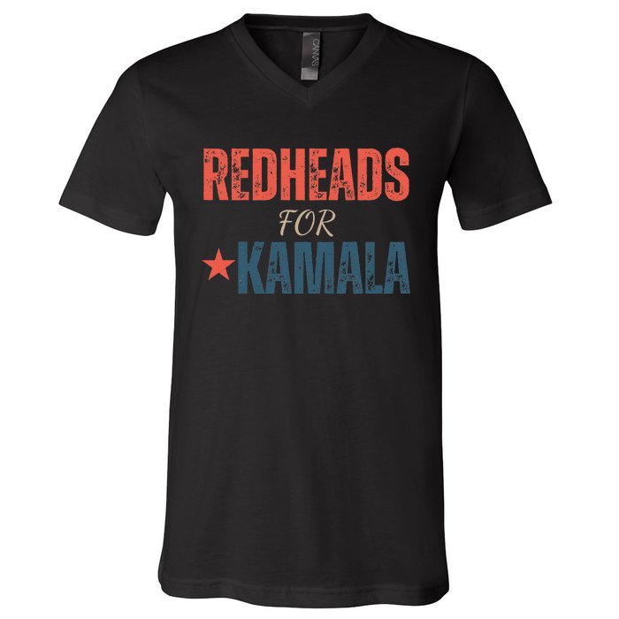 Redheads For Kamala 2024 Harris Walz Vintage V-Neck T-Shirt