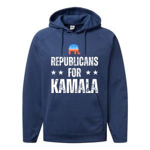 Republicans For Kamala Harris 2024 Performance Fleece Hoodie