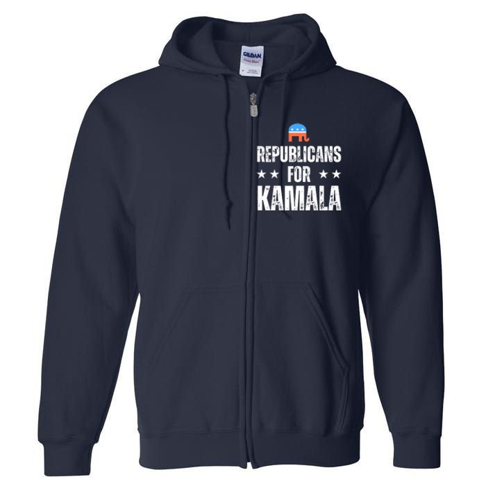 Republicans For Kamala Harris 2024 Full Zip Hoodie