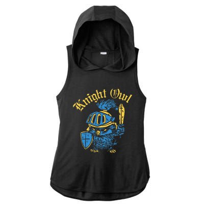 Renaissance Festival Knight Owl Ren Faire Ladies PosiCharge Tri-Blend Wicking Draft Hoodie Tank