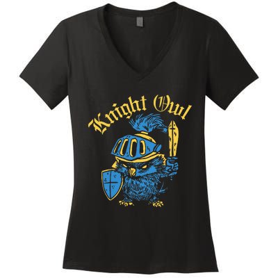 Renaissance Festival Knight Owl Ren Faire Women's V-Neck T-Shirt