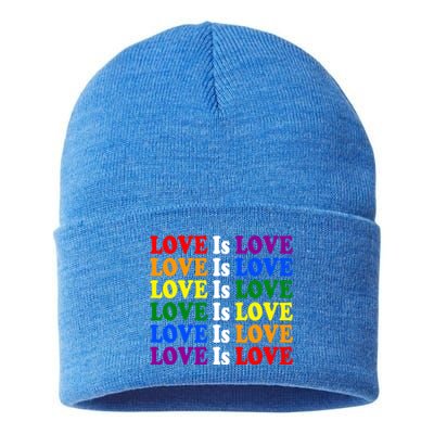 Rainbow Flag Love Is Love Lgbtq Pride Lgbt Equality Gift Sustainable Knit Beanie