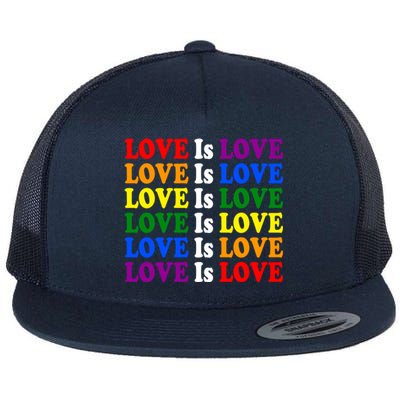 Rainbow Flag Love Is Love Lgbtq Pride Lgbt Equality Gift Flat Bill Trucker Hat