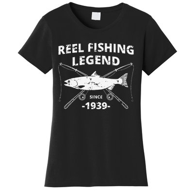 Reel Fishing Legend 1939 80th Birthday Fishing Gift Women's T-Shirt