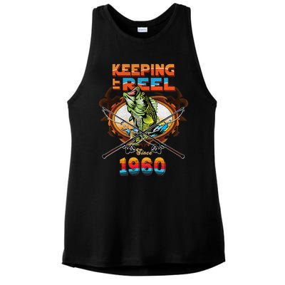 Reel Fishing Legend 60th Birthday Keeping It Reel Since 1960 Ladies PosiCharge Tri-Blend Wicking Tank