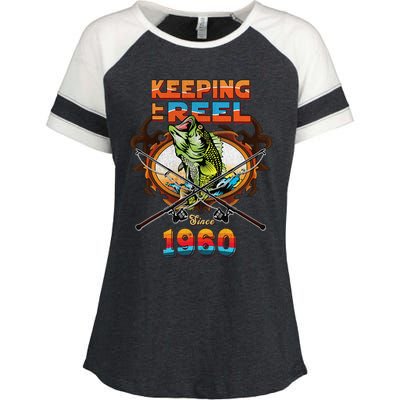 Reel Fishing Legend 60th Birthday Keeping It Reel Since 1960 Enza Ladies Jersey Colorblock Tee