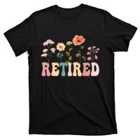 Retired Floral Letters Design Retirement Gifts T-Shirt