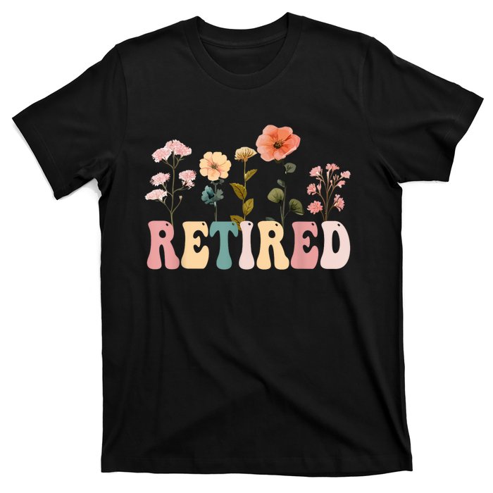 Retired Floral Letters Design Retirement Gifts T-Shirt