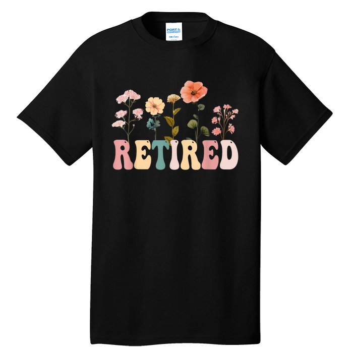 Retired Floral Letters Design Retirement Gifts Tall T-Shirt