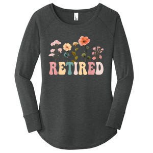 Retired Floral Letters Design Retirement Gifts Women's Perfect Tri Tunic Long Sleeve Shirt