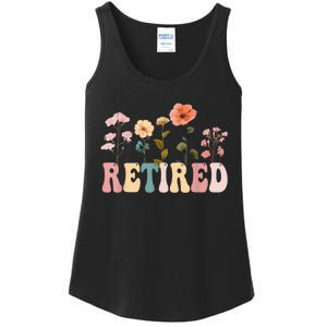 Retired Floral Letters Design Retirement Gifts Ladies Essential Tank